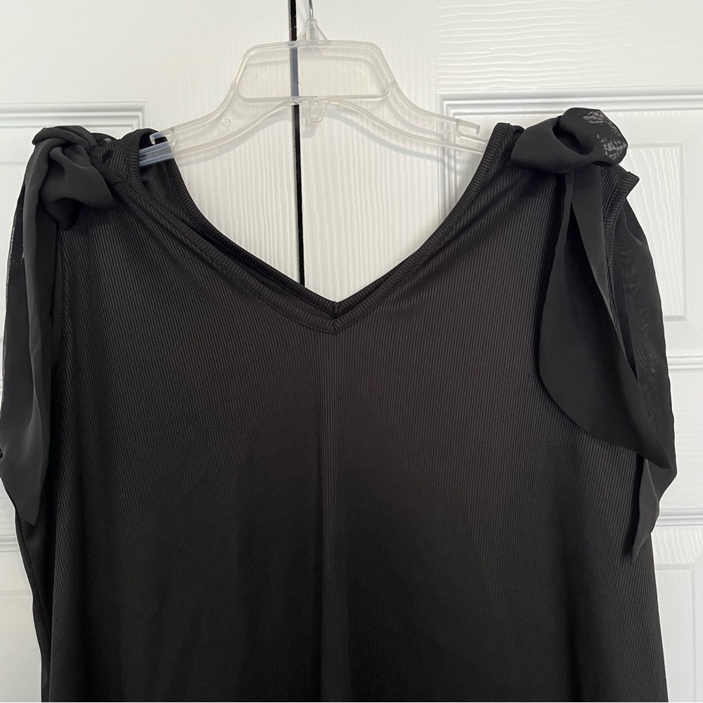Cato size XL black ribbed tank with ribbons on shoulders - Picture 2 of 10